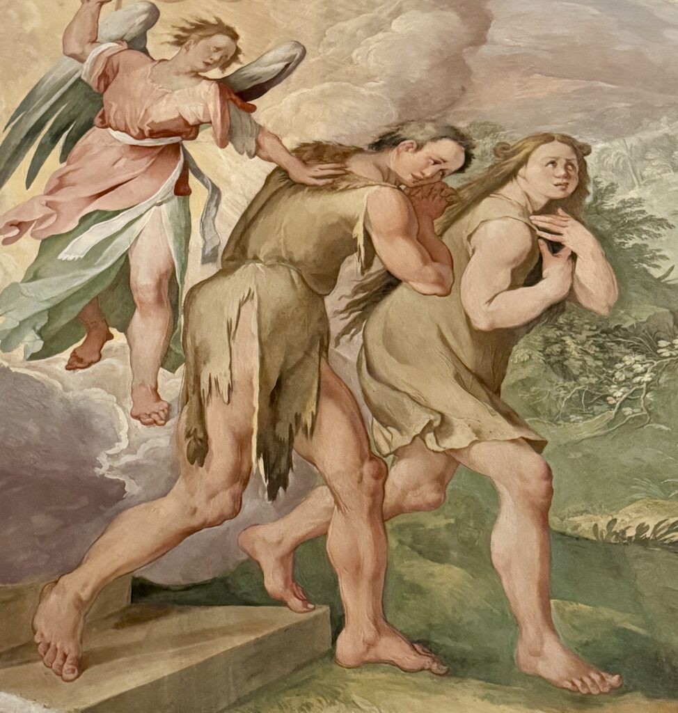 Adam and Eve fresco on Holy Stairs