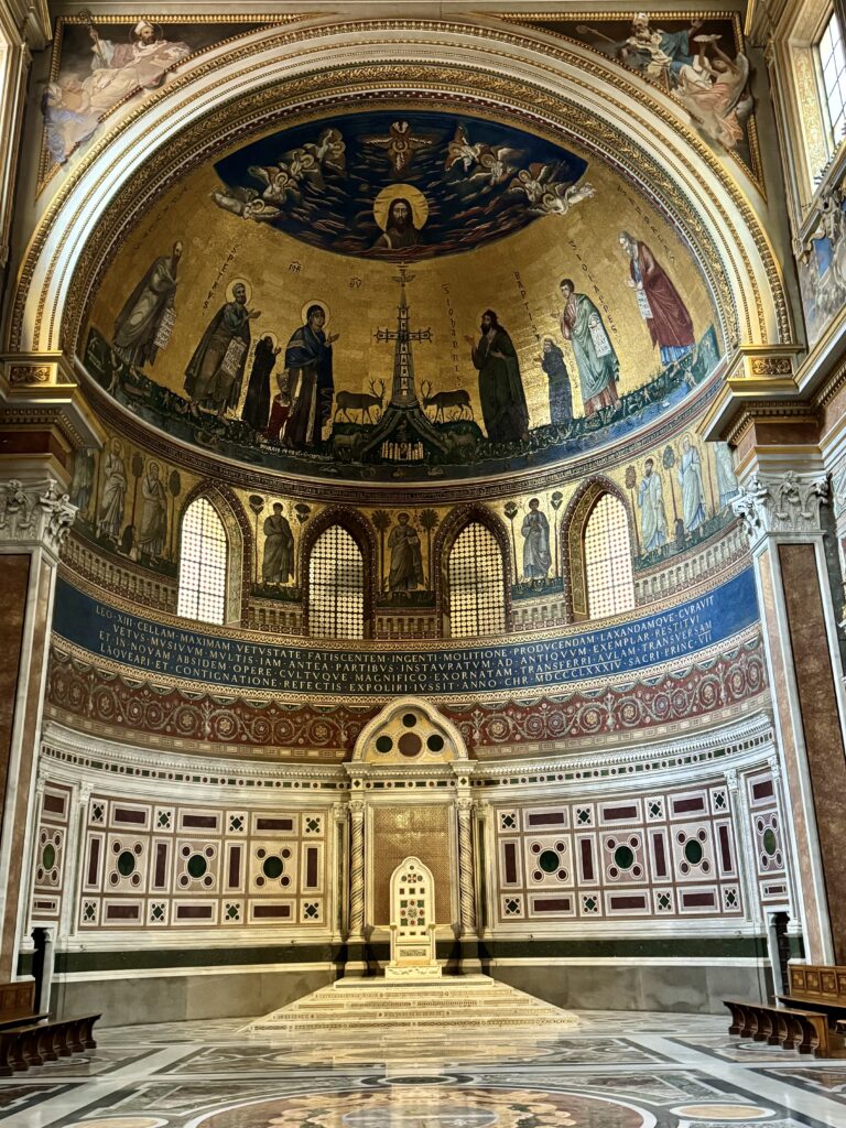 apse mosaics and Papal Throne