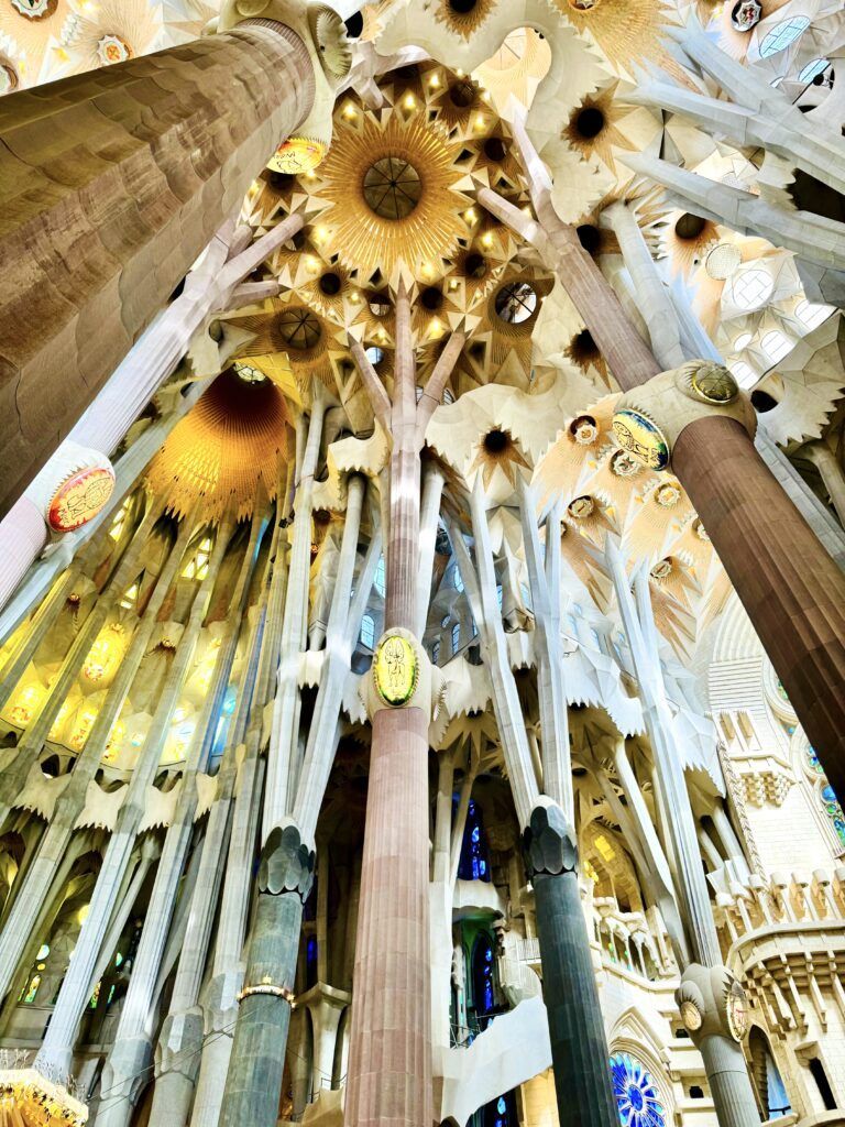 view of the columns and ceiling