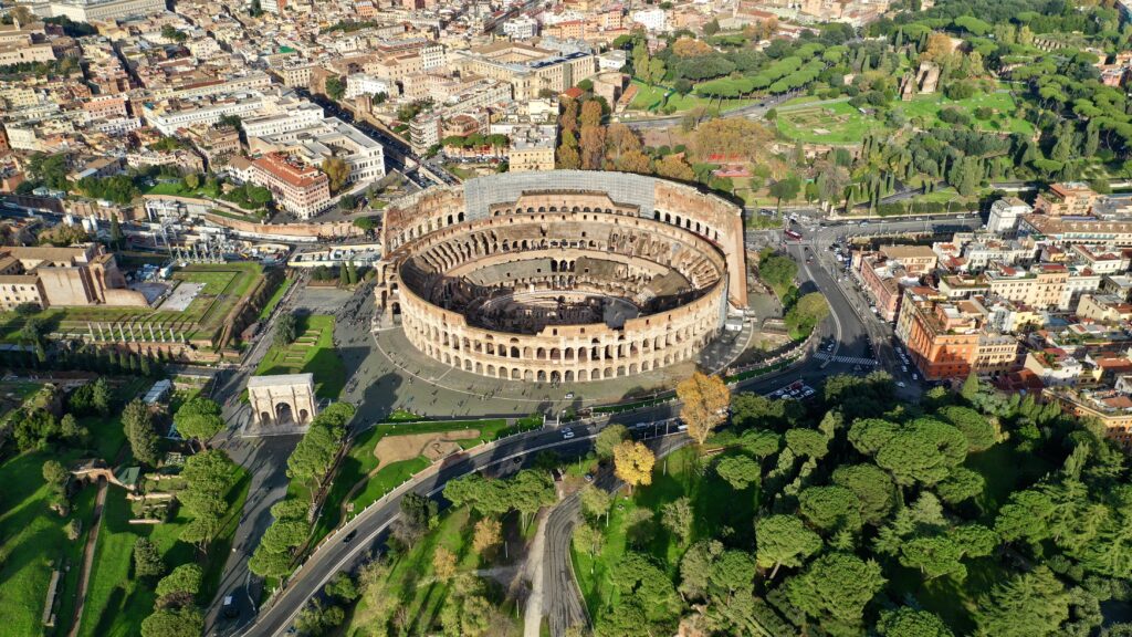 aerial view of the Colosseum