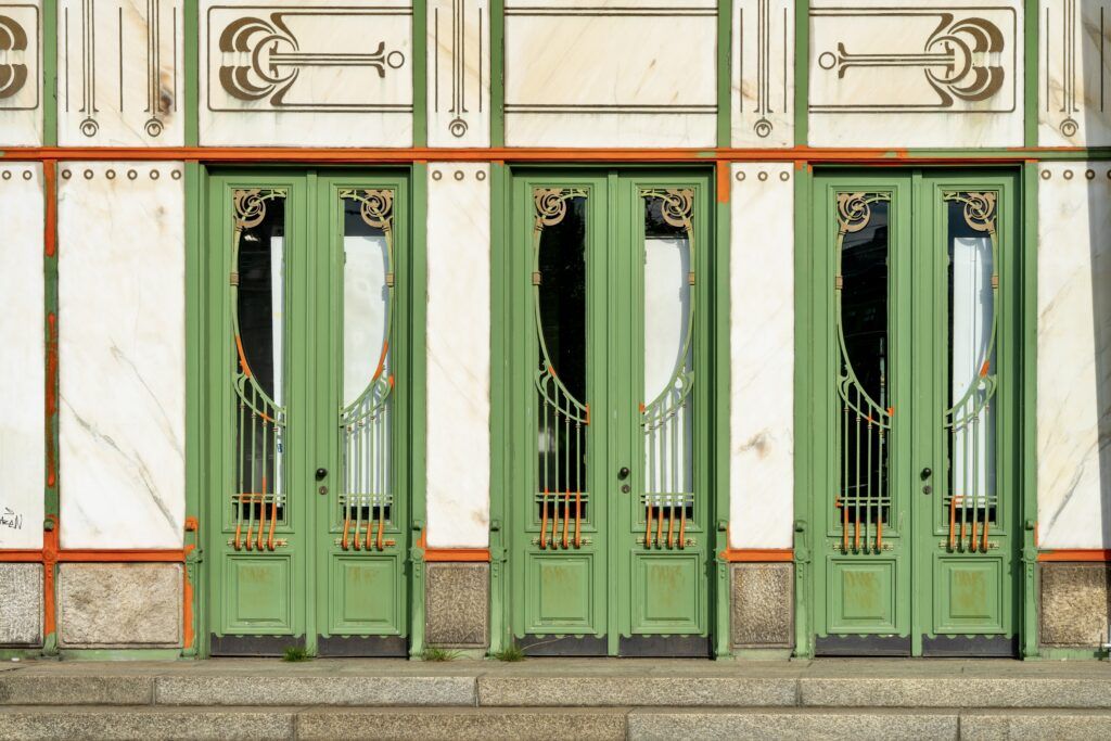 Art Nouveau decorations at the Karlsplatz station