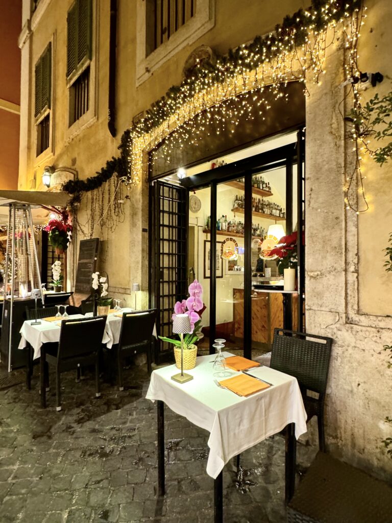 cozy cafe with lights in Rome