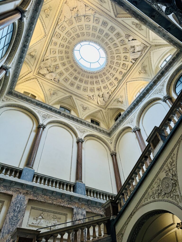grand staircase and domed ceiling
