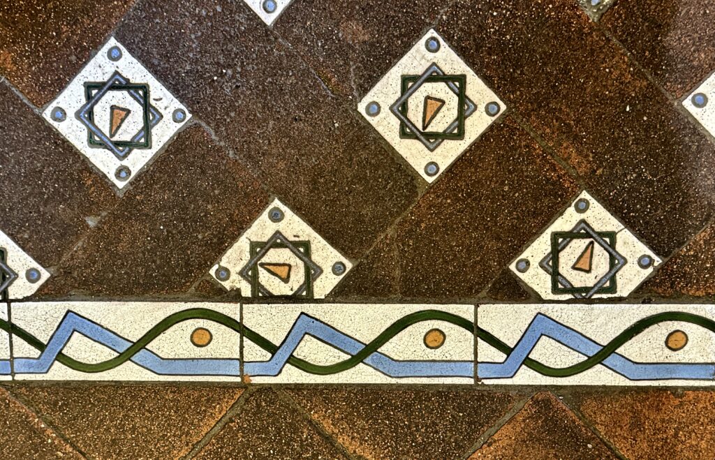 floor with terra cotta and Moorish tiles
