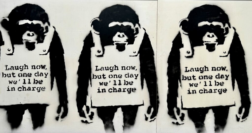 Banksy, detail of Ten Monkeys, 2002