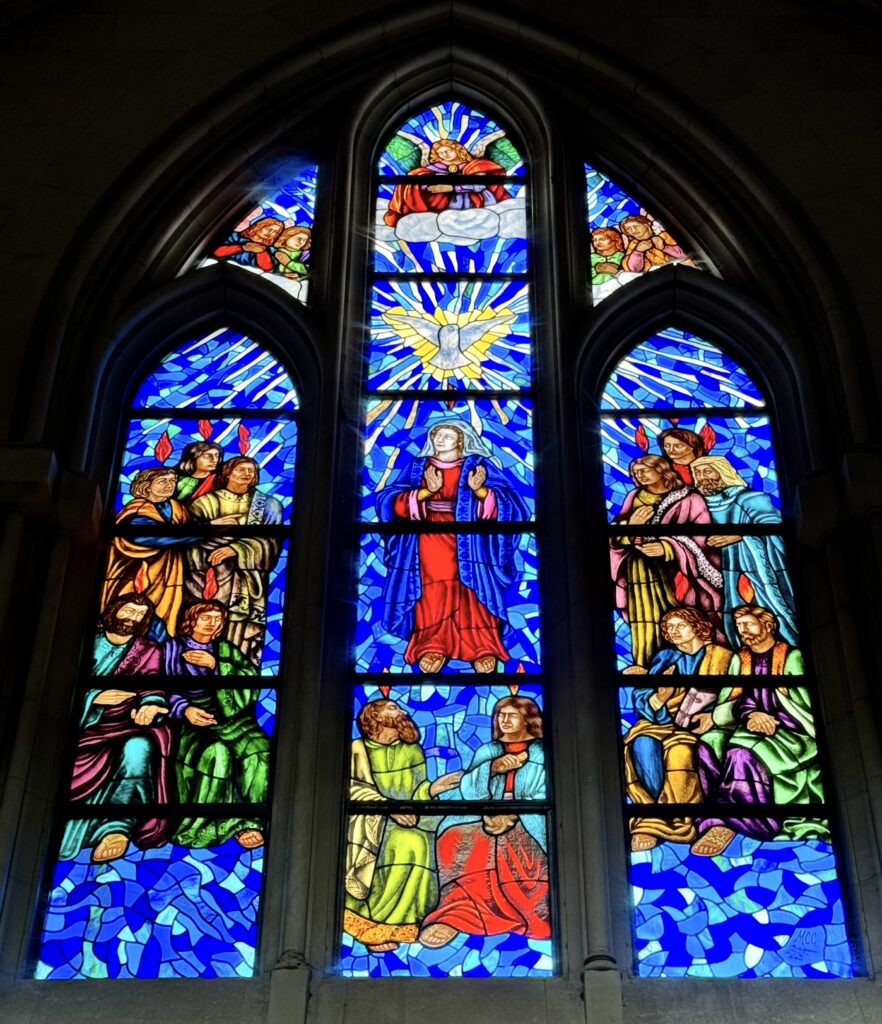 stained glass in nave