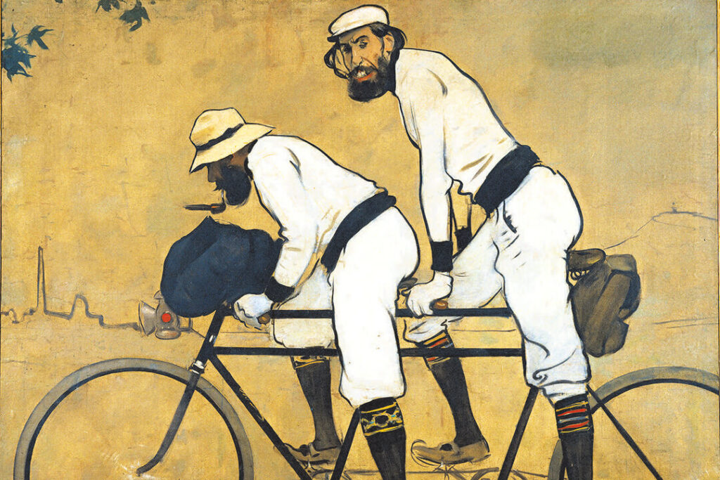 Ramon Casas and Pere Romeu on a tandem (painted for le Quatre Gats)
