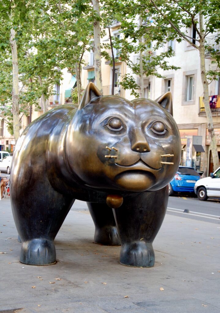 Botero's Cat sculpture on La Rambla