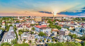 aerial view of downtown Charleston