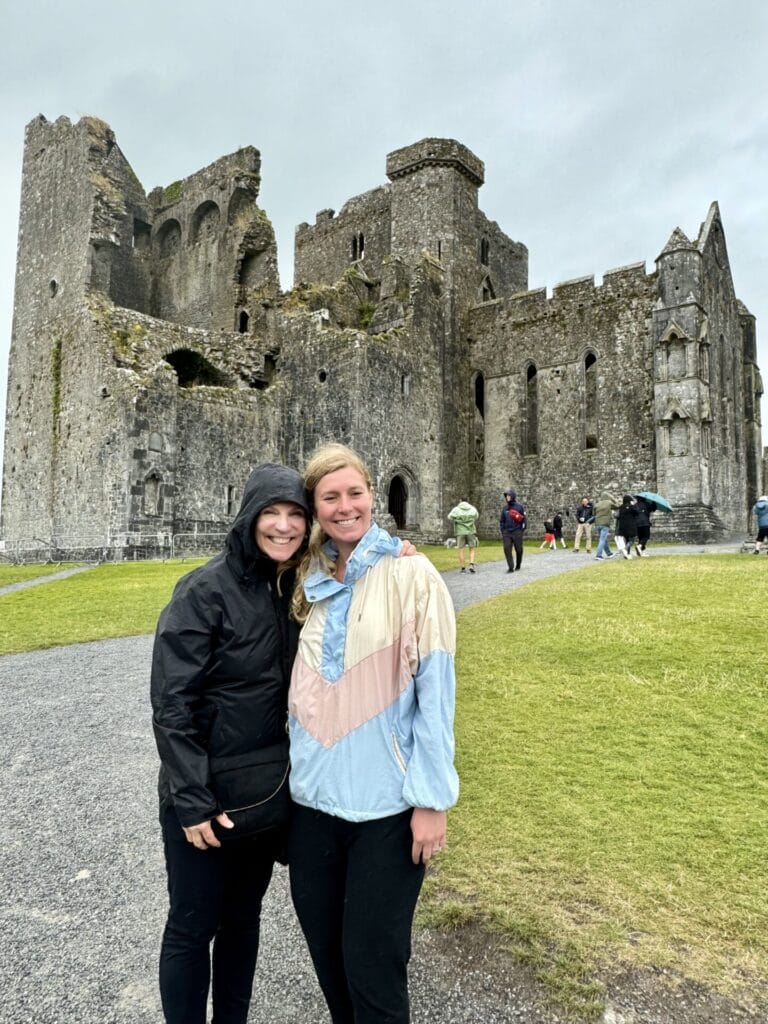 my daughter and I visiting the Rock on a misty day