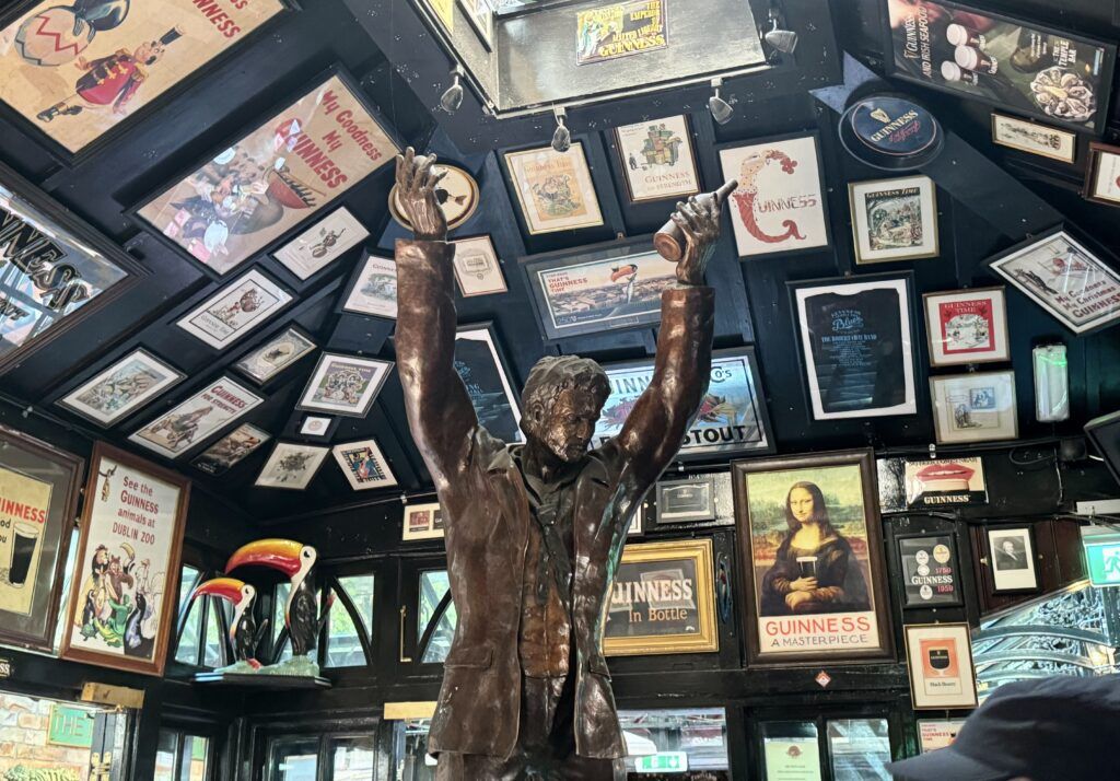 interior of The Temple Bar with a sculpture of 