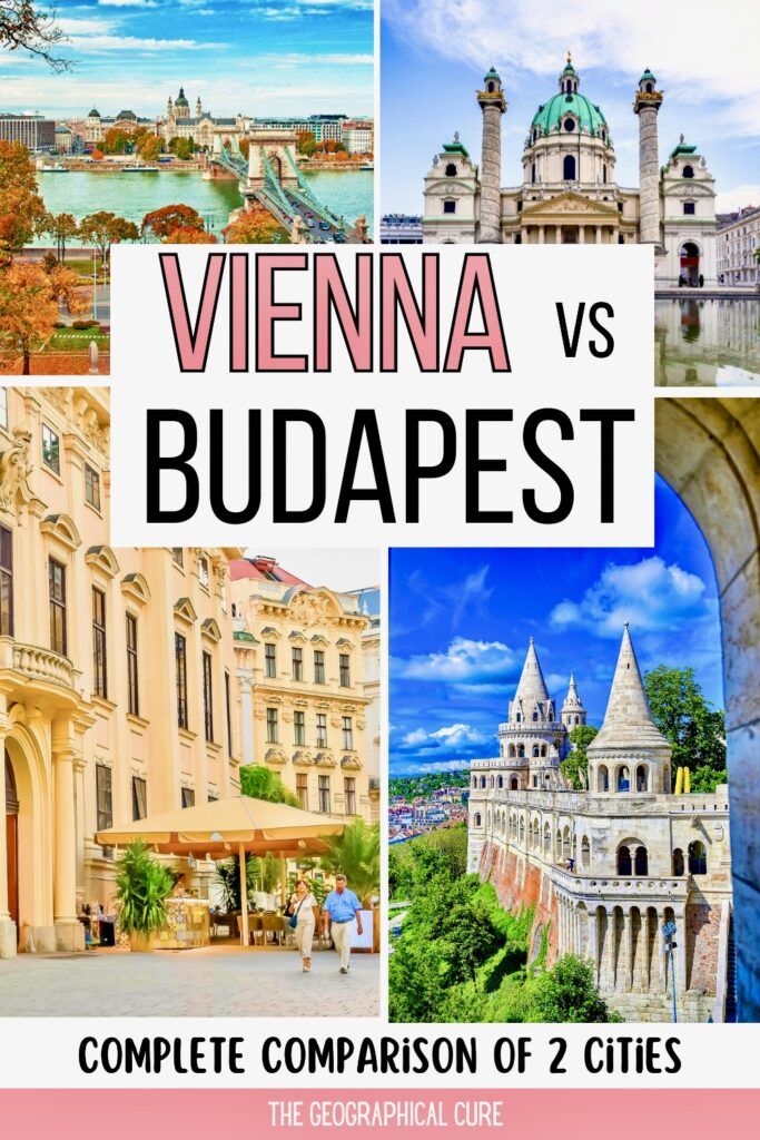 Pinterest pin graphic for Vienna vs. Budapest