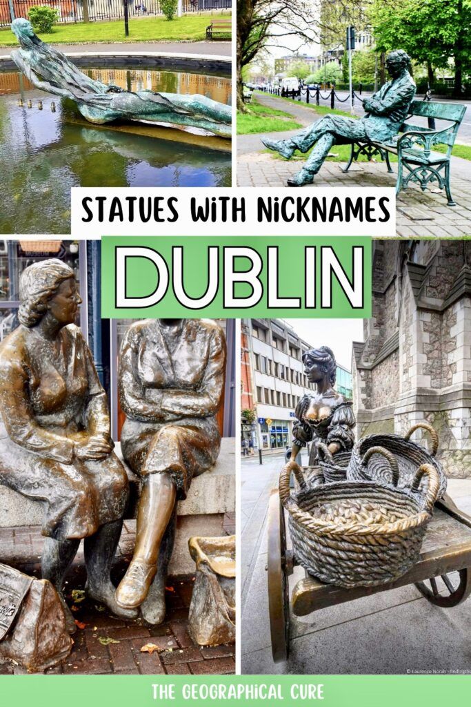 Pinterest pin graphic for nicknames of Dublin's statues