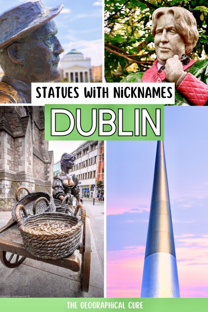 Pinterest pin graphic for nicknames of the statues in Dublin