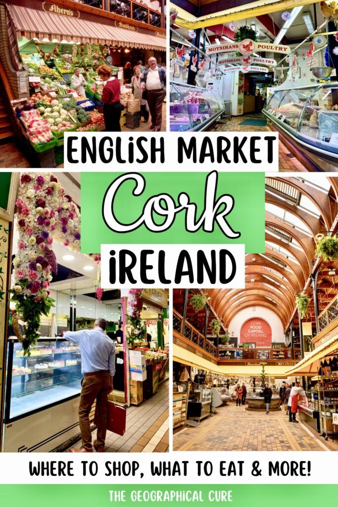 Pinterest pin graphic for a guide to the English Market in Cork