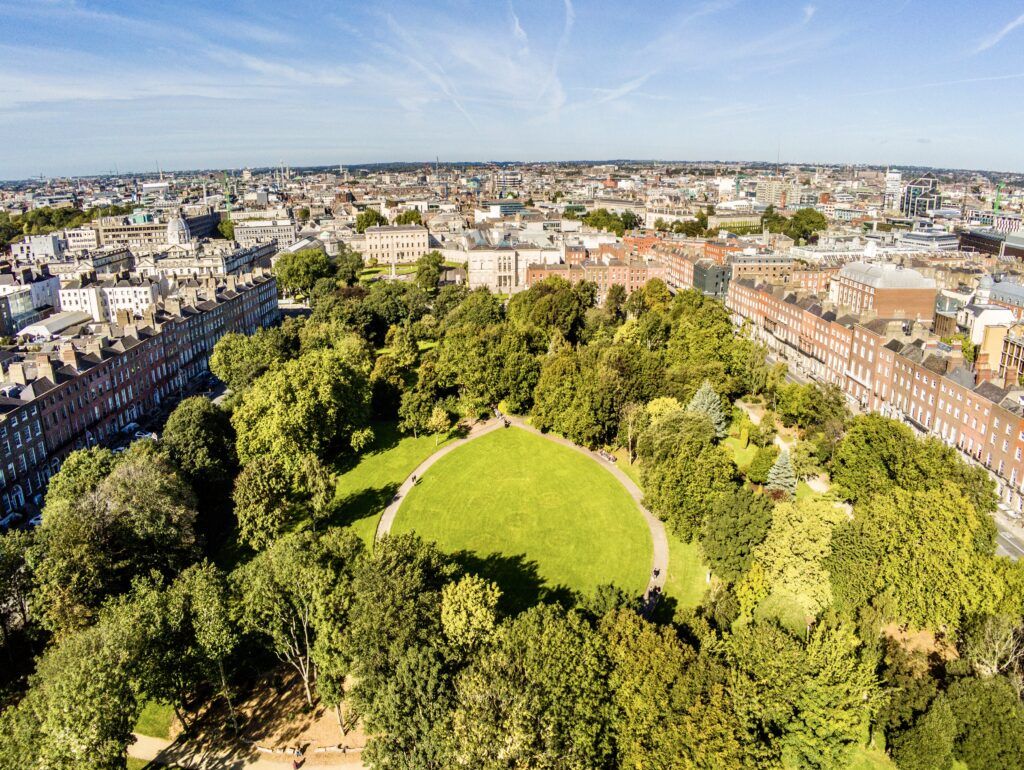 aerial view of Merrion Square Dublin Ireland