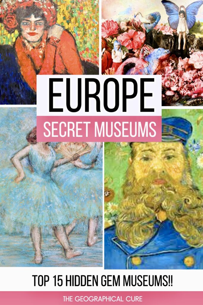 Pinterest pin graphic or secret hidden gem museums in Europe