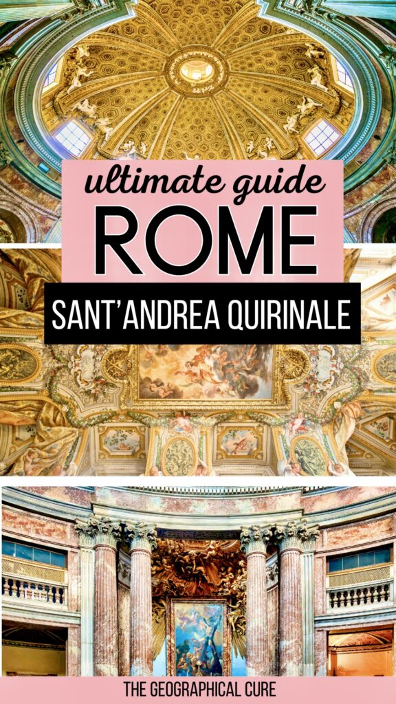 Pinterest pin graphic for guide to Sant'Andrea al Quirinal showing the church interiors