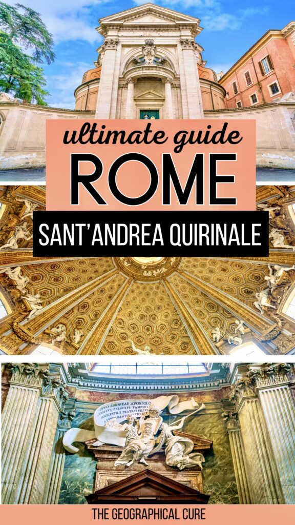Pinterest pin graphic for guide to Sant'Andrea al Quirinal showing the church interiors