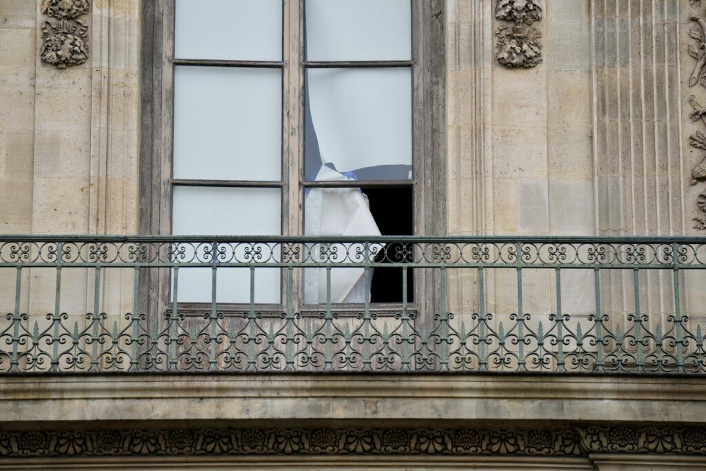 the window thieves broke to enter the Apollo Gallery in the Louvre 