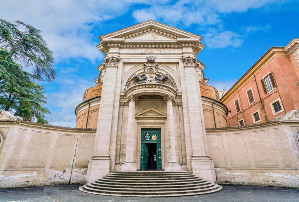 exterior facade and entrance to the church