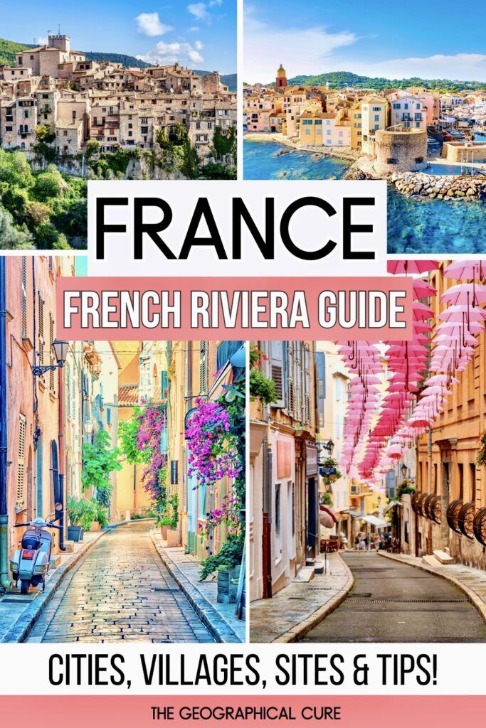 Pinterest pin graphic for best towns and places to visit on the French Riviera