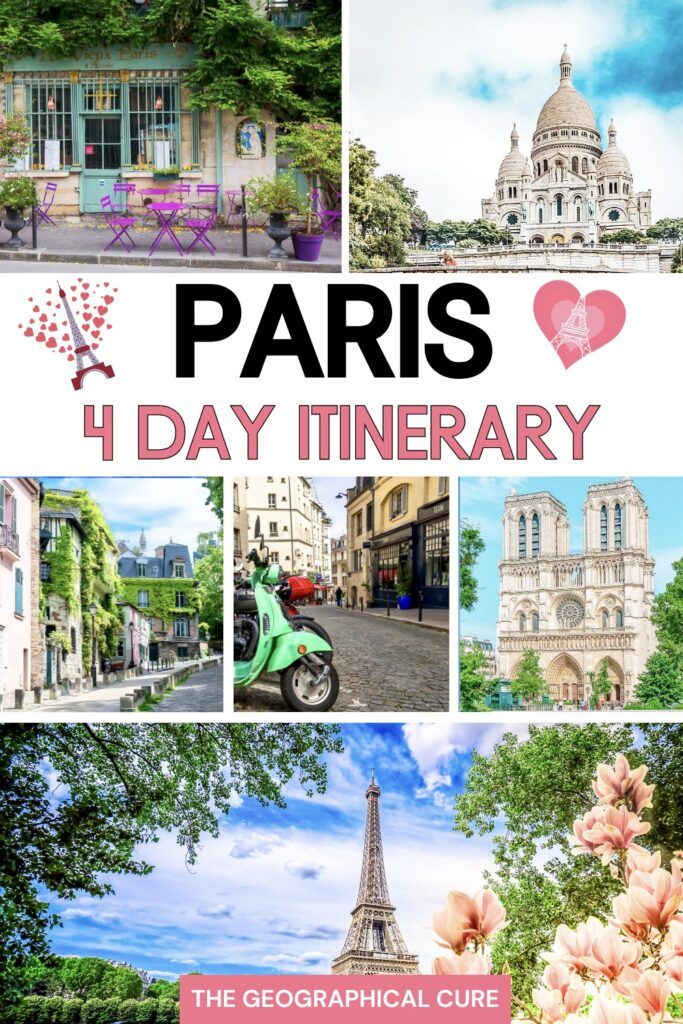 pinteres spin graphic for 4 days in Paris showing images of the city