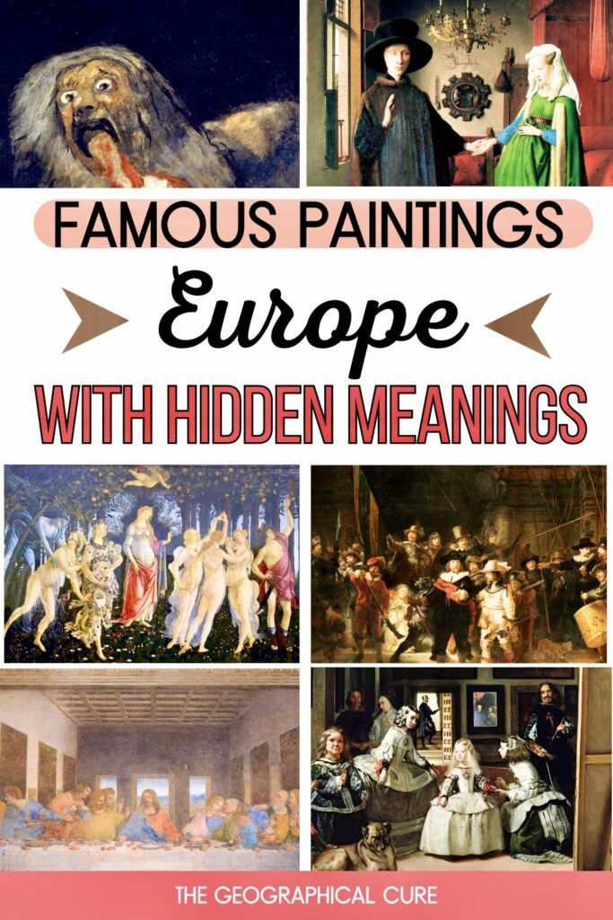 Pinterest pin graphic showing famous paintings with secret and mysterious meanings