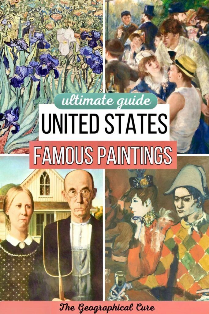 Pinterest pin graphic showing famous paintings in the United States