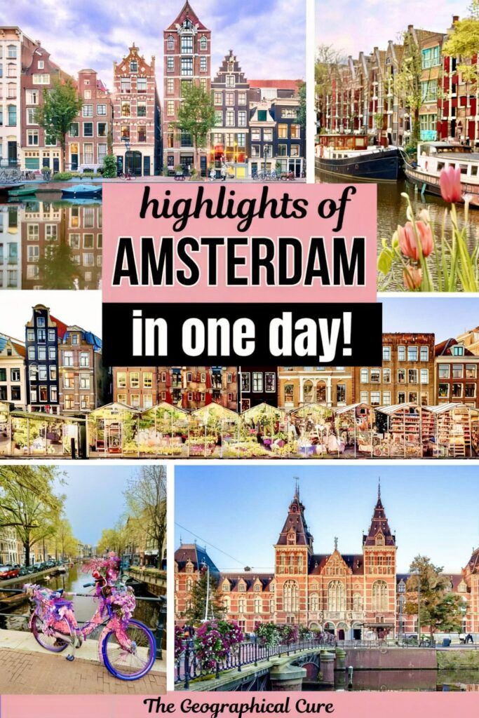Pinterest pin graphic for one day in Amsterdam itinerary