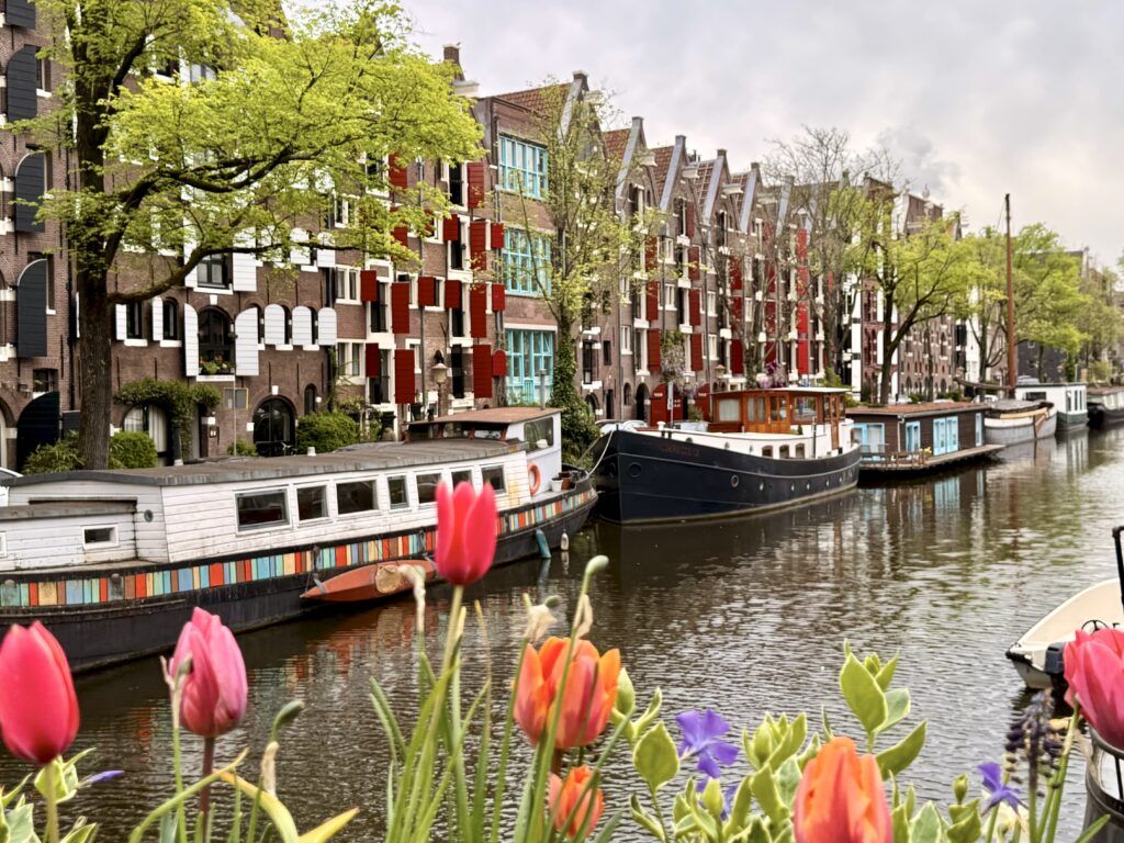 canal in Joordan with houseboat
