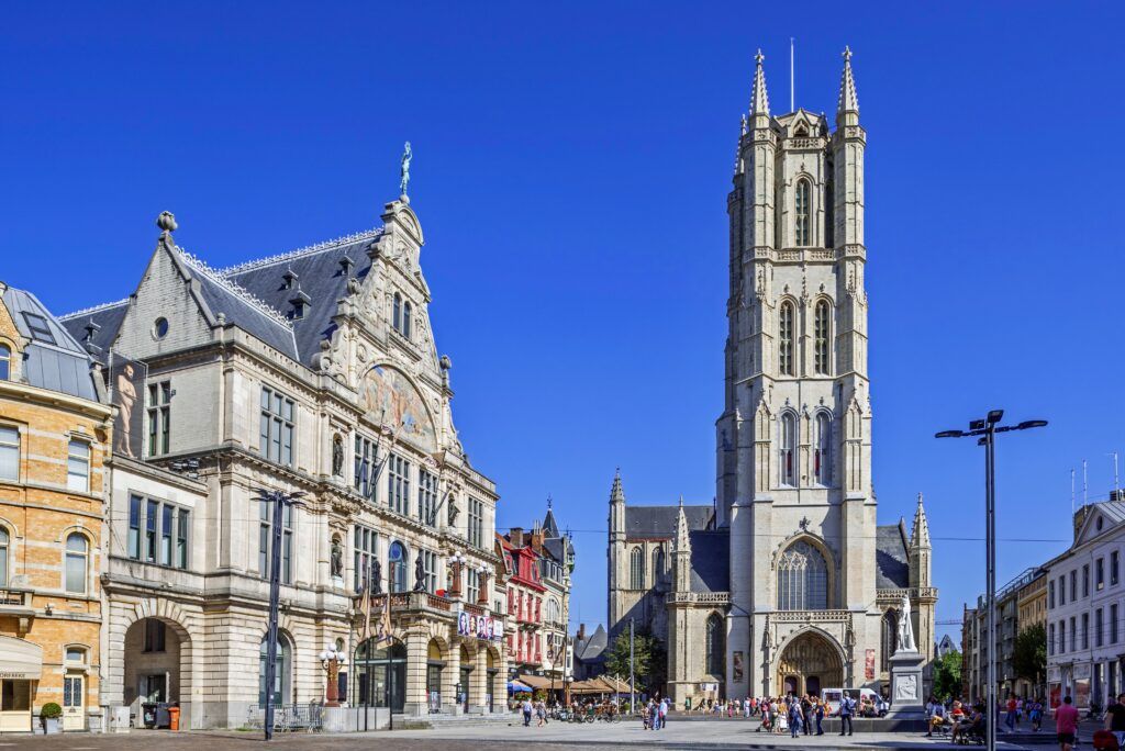St. Bavo''s Square with Saint-Bavo's square showing the Royal Dutch Theatre and the St. Bavo's Cathedral