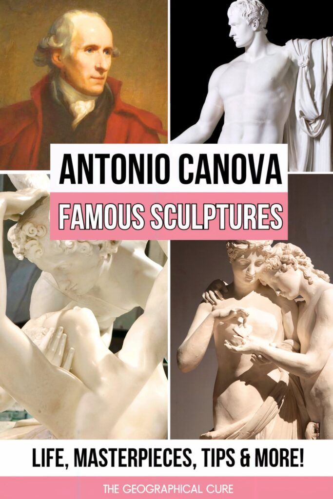 Pinterest pin graphic for famous Antonio Canova sculptures