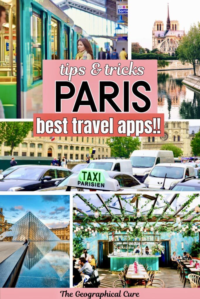 Pinterest pin graphic for best travel apps for Paris