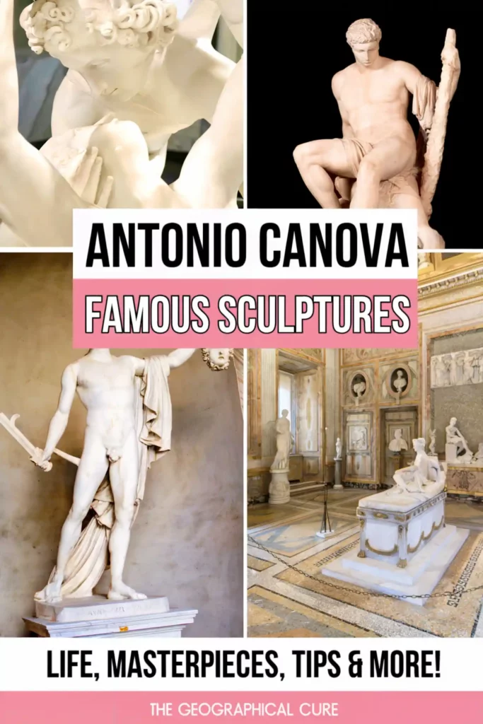Pinterest pin graphic for famous Antonio Canova sculptures