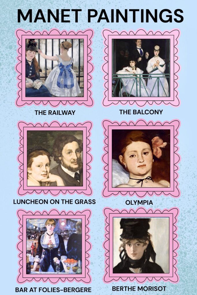 Pinterest pin graphic for famous Manet paintings