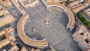 Aerial view of the colonnade and St. Peter's square