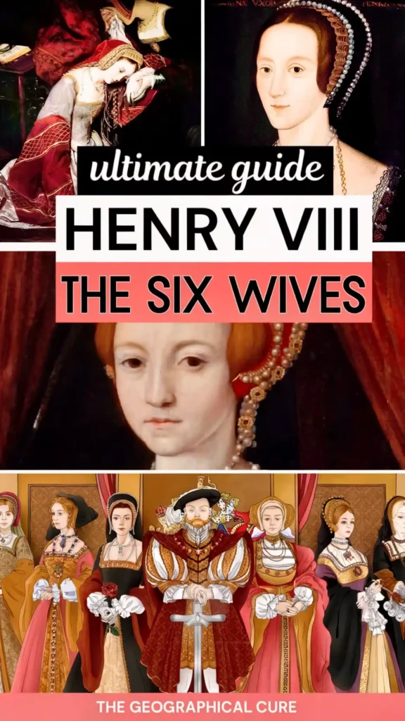 Pinterest pin graphic showing the six wives of Henry VIII