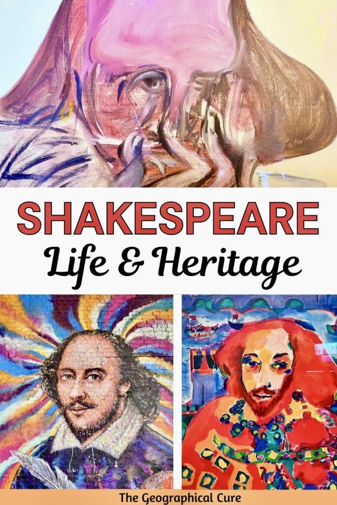 Pinterest pin graphic for Shakespeare's life and sights in England