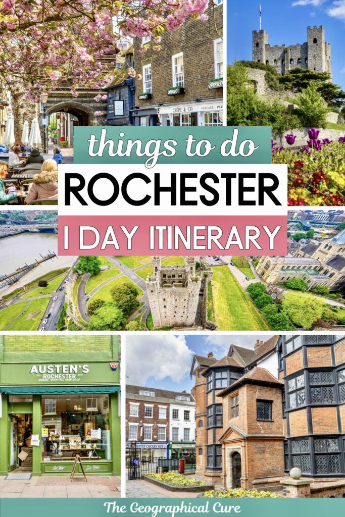Pinterest pin graphic for one day in Rochester UK itinerary