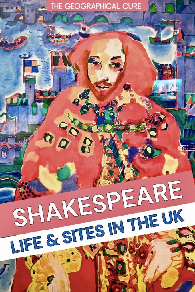 Pinterest pin graphic for Shakespeare's life and sights in Stratford and London