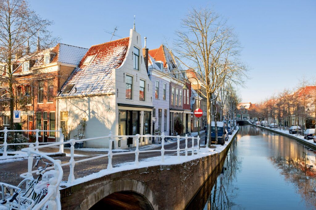 canal in a residential district of Delft