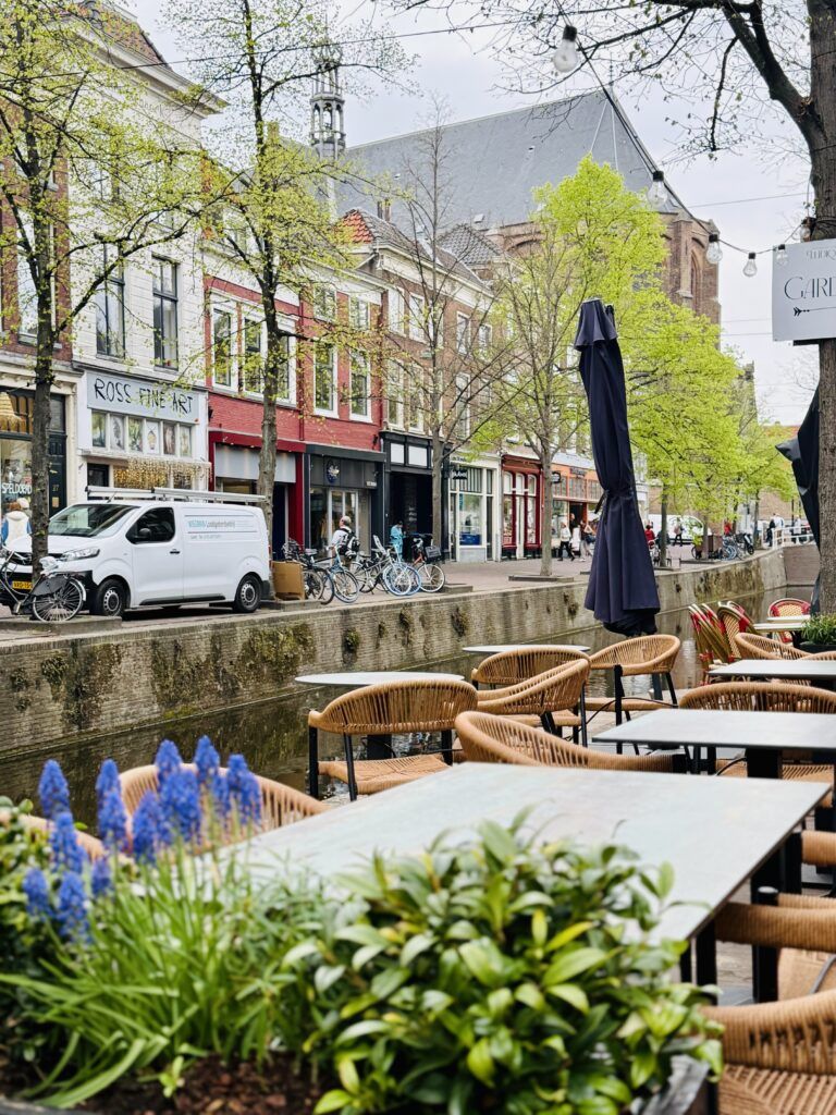 cafe on canal in Delft