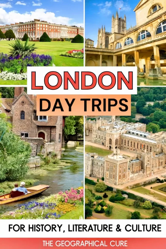 Pinterest pin graphic for best day trips from London for history buffs