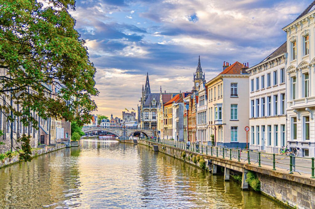 Ghent cityscape on the canals