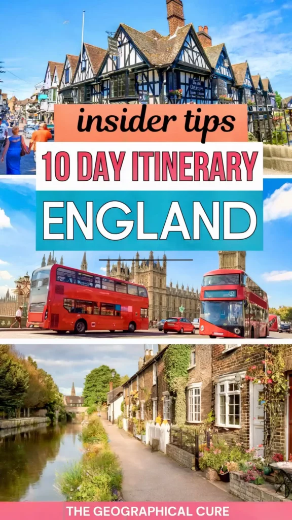 Pinterest pin graphic for 10 dys in England itinerary