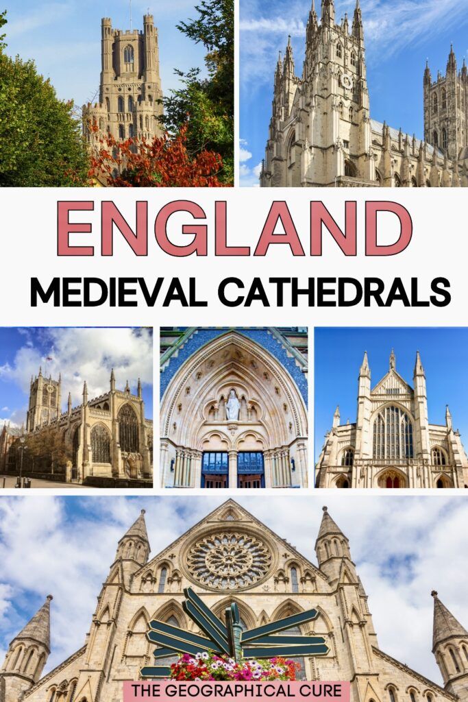 Pinterest pin graphic for guide to medieval cathedrals in England