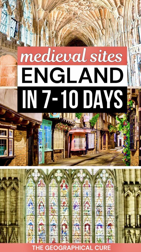 Pinterest pin graphic for 7-10 day road trip in medieval England