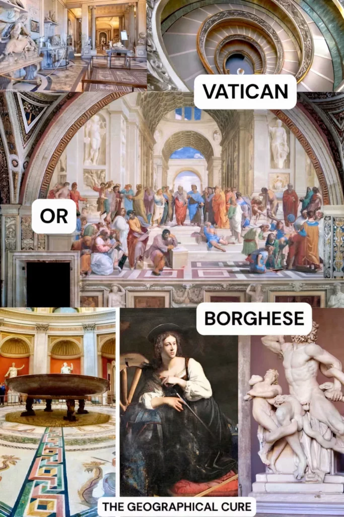 Pinterest pin graphic for whether should visit the Vatican Museums of Borghese Gallery