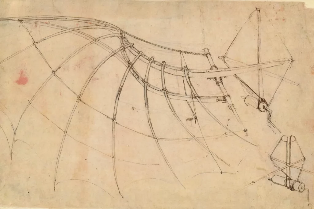 Leonardo drawing of a plane